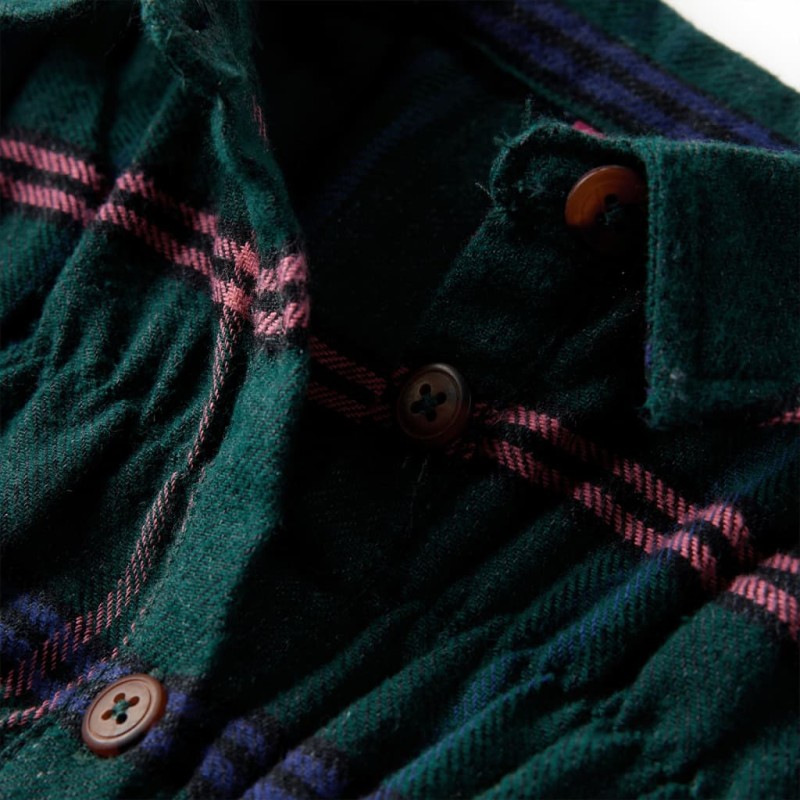 Sötétzöld hosszú ujjú gyerekruha fodrokkal 104