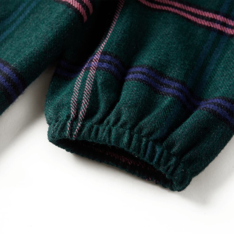 Sötétzöld hosszú ujjú gyerekruha fodrokkal 104